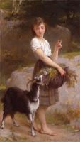 Emile Munier - young girl with goat and flowers